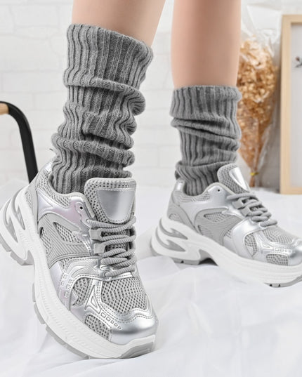 Дамски спортни обувки, с мрежести вложки, D1387, Сив