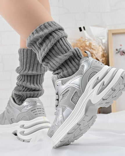 Дамски спортни обувки, с мрежести вложки, D1387, Сив