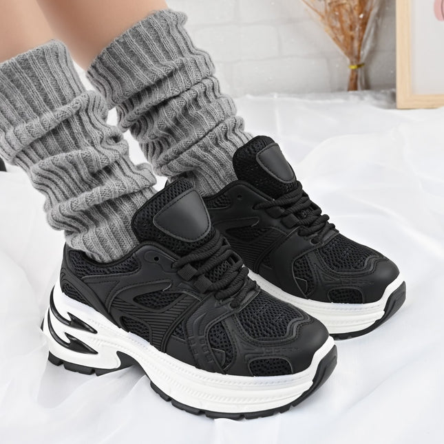 Pantofi Sport De Dama,cu insertii de plasa,D1387,Negru