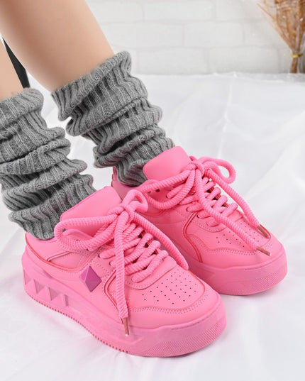 Дамски спортни обувки, изработени от еко кожа, D1389, цвят фуксия