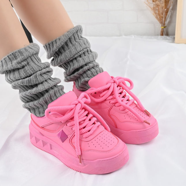 Pantofi Sport de dama,Din Piele ecologica,D1389,Fucsia