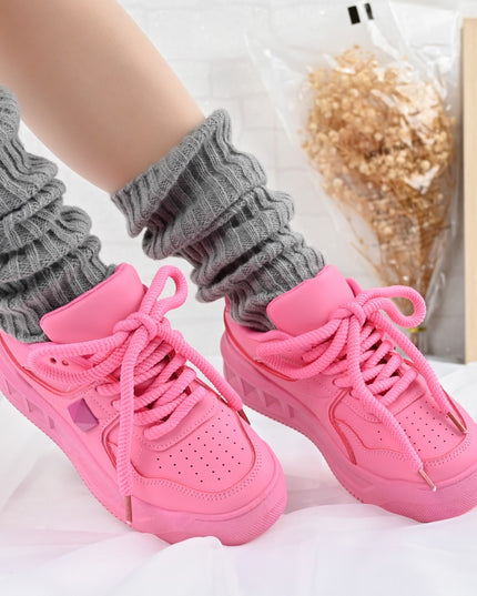 Дамски спортни обувки, изработени от еко кожа, D1389, цвят фуксия