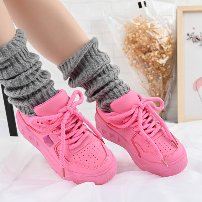 Pantofi Sport de dama,Din Piele ecologica,D1389,Fucsia