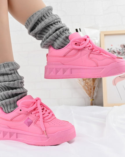 Дамски спортни обувки, изработени от еко кожа, D1389, цвят фуксия