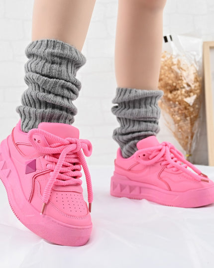 Дамски спортни обувки, изработени от еко кожа, D1389, цвят фуксия