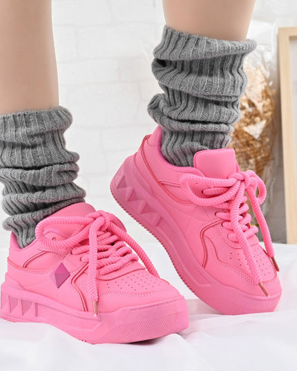 Дамски спортни обувки, изработени от еко кожа, D1389, цвят фуксия