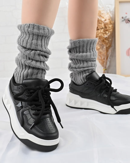 Pantofi Sport de dama,Din Piele ecologica,D1389,Negru cu Alb