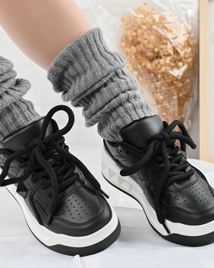 Pantofi Sport de dama,Din Piele ecologica,D1389,Negru cu Alb