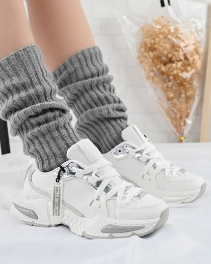 Дамски спортни обувки, Текстилен материал, D1393, Бял