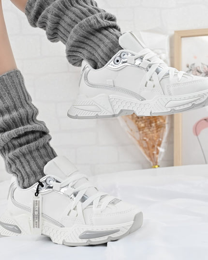 Дамски спортни обувки, Текстилен материал, D1393, Бял