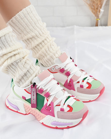 Дамски спортни обувки, Текстилен материал, D1393, Многоцветни