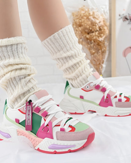 Дамски спортни обувки, Текстилен материал, D1393, Многоцветни