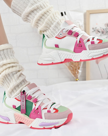 Дамски спортни обувки, Текстилен материал, D1393, Многоцветни