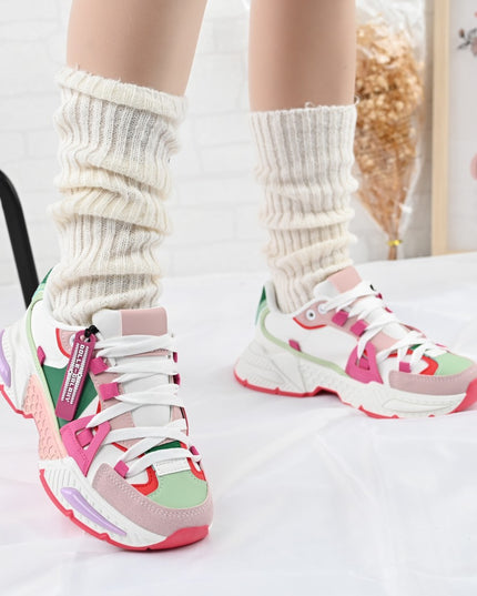 Дамски спортни обувки, Текстилен материал, D1393, Многоцветни