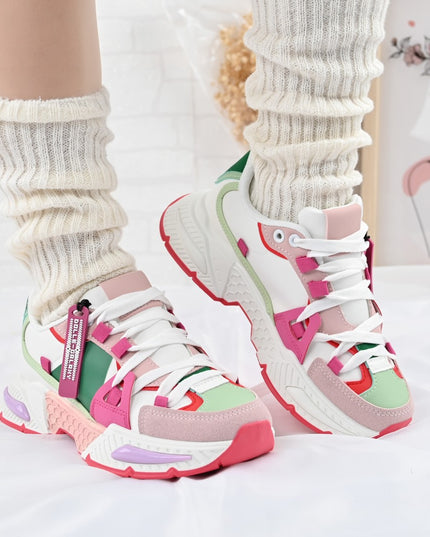 Дамски спортни обувки, Текстилен материал, D1393, Многоцветни