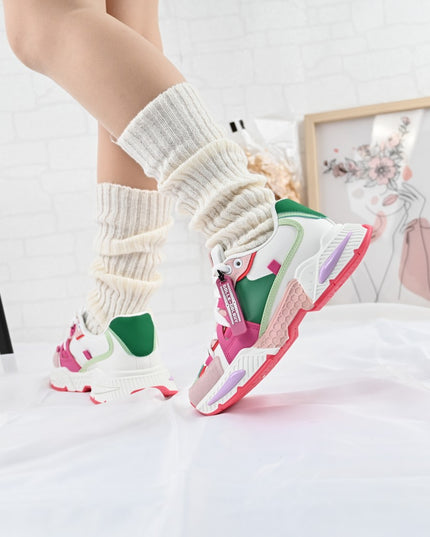 Дамски спортни обувки, Текстилен материал, D1393, Многоцветни