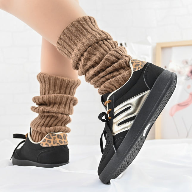 Pantofi Sport De dama,Din piele ecologica intoarsa,D1405,Negru