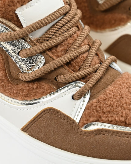 Pantofi Sport De Dama,Cu Platforma,Din piele ecologica intoarsa,D1409,Maro