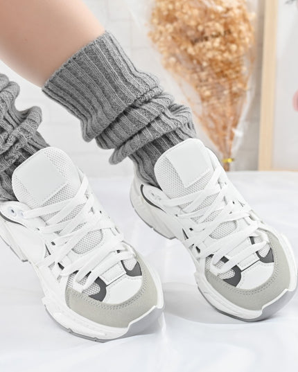 Дамски спортни обувки, с мрежести вложки, D1388, бяло с розово