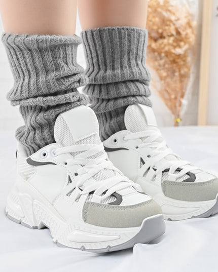 Дамски спортни обувки, с мрежести вложки, D1388, бяло с розово