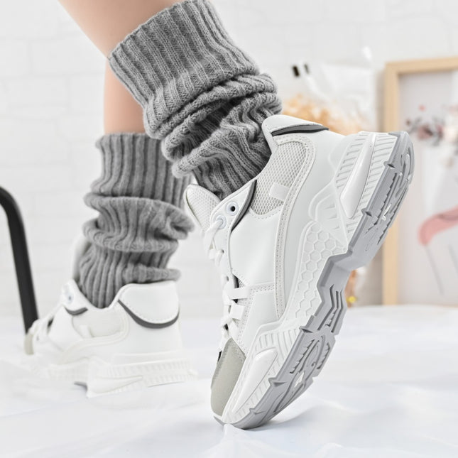 Pantofi Sport De Dama,cu insertii de plasa,D1388,Alb cu Roz