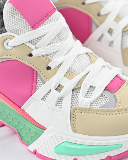 Pantofi Sport De Dama,cu insertii de plasa,D1388,Fucsia