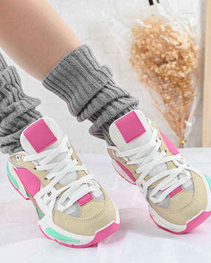 Pantofi Sport De Dama,cu insertii de plasa,D1388,Fucsia