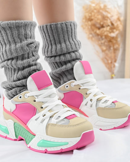 Pantofi Sport De Dama,cu insertii de plasa,D1388,Fucsia