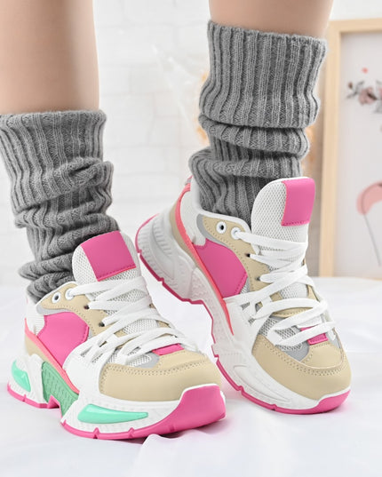 Pantofi Sport De Dama,cu insertii de plasa,D1388,Fucsia