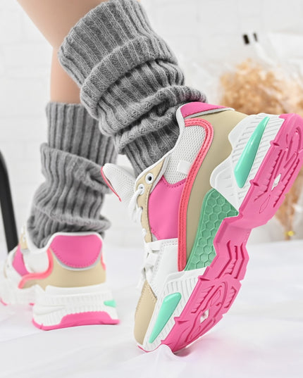 Pantofi Sport De Dama,cu insertii de plasa,D1388,Fucsia