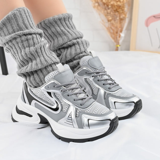 Pantofi sport De dama,cu inseretii din plasa,D1407,Gri