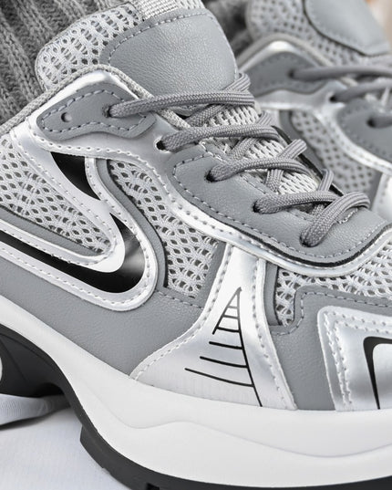 Дамски спортни обувки, с мрежести вложки, D1407, Сив