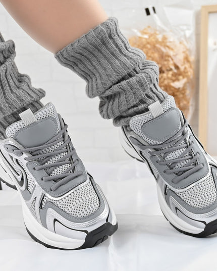 Дамски спортни обувки, с мрежести вложки, D1407, Сив