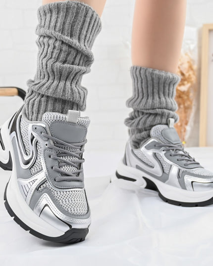 Дамски спортни обувки, с мрежести вложки, D1407, Сив