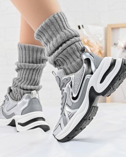 Дамски спортни обувки, с мрежести вложки, D1407, Сив