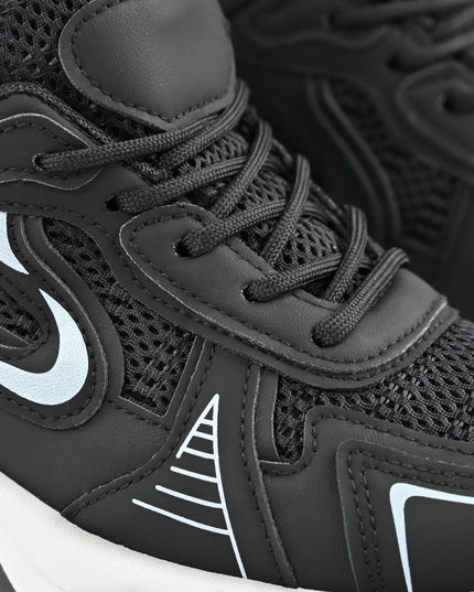 Дамски спортни обувки, с мрежести вложки, D1407, Черни