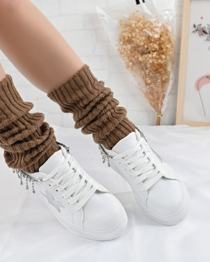 Pantofi Sport De Dama,Din piele Ecologica,Cu lant decorativ,D1357,Alb