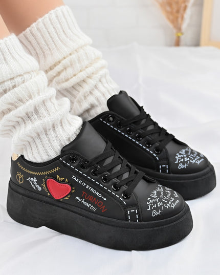 Pantofi sport de dama,Cu Piele ecologica,D1362, Negru