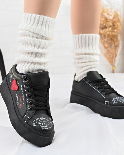 Pantofi sport de dama,Cu Piele ecologica,D1362, Negru