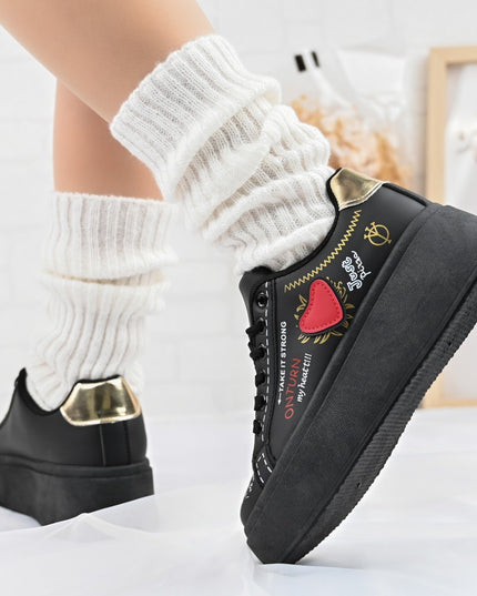 Pantofi sport de dama,Cu Piele ecologica,D1362, Negru