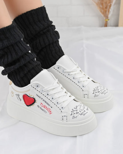 Дамски спортни обувки, С екологична кожа, D1362, Бели