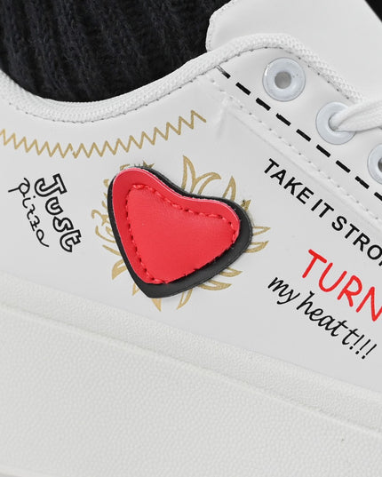 Дамски спортни обувки, С екологична кожа, D1362, Бели