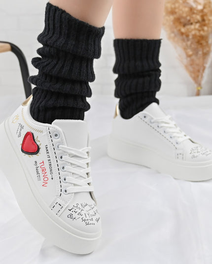 Дамски спортни обувки, С екологична кожа, D1362, Бели