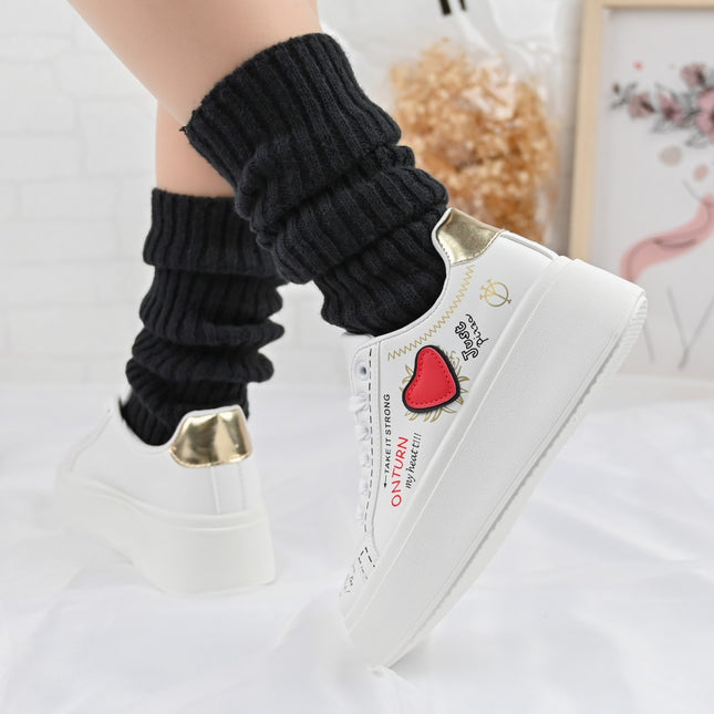 Дамски спортни обувки, С екологична кожа, D1362, Бели