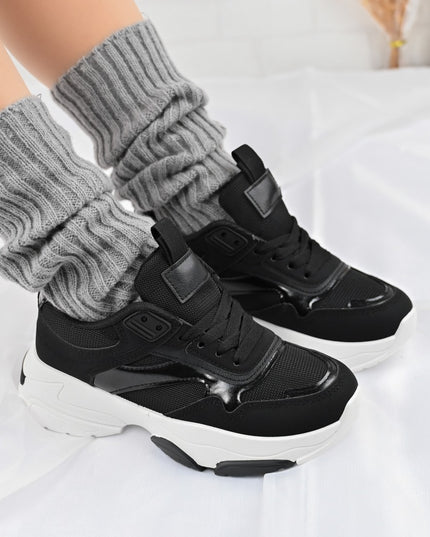 Дамски спортни обувки, с мрежести вложки, D1345, черни