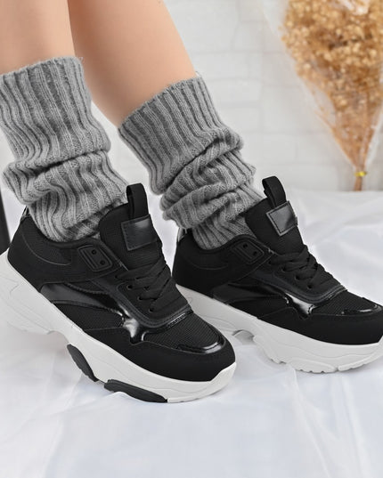 Дамски спортни обувки, с мрежести вложки, D1345, черни