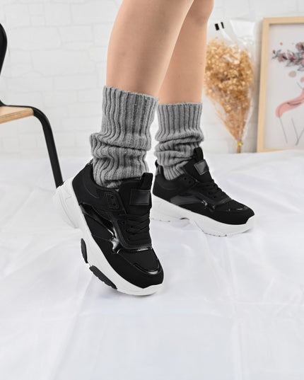 Дамски спортни обувки, с мрежести вложки, D1345, черни