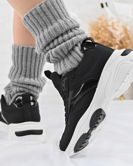 Дамски спортни обувки, с мрежести вложки, D1345, черни