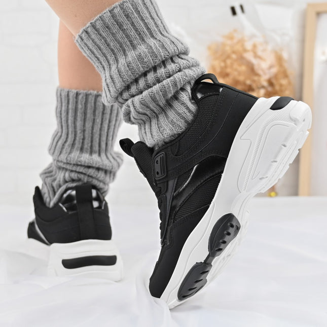 Дамски спортни обувки, с мрежести вложки, D1345, черни