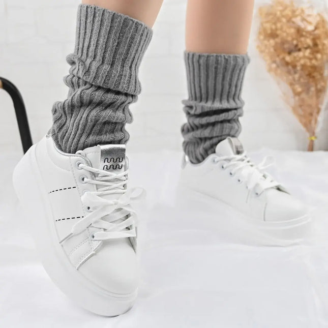 Pantofi Sport De Dama,Din Piele Ecologica,D1373,Alb cu Silver OEM